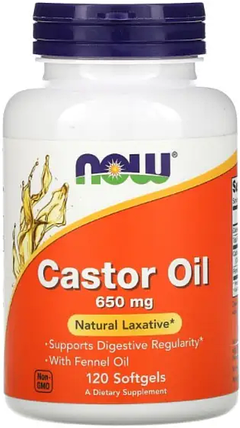 Касторова олія Now Foods Castor Oil 650 mg 120 капсул, фото 1