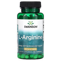 Аргінін Swanson L-Arginine 500 mg (100 капсул.)