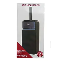 Power Bank - Портативна батарея 40.000 mAh. чорний - GP-40BQC. швидка зарядка 22.5W GRUNHELM, фото 6