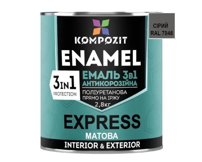 Грунтовка антикорозійна EXPRESS "Kompozit", св. сірий, 2,8 кг