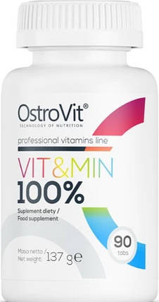 Вітаміни і мінерали OstroVit Vit&Min 100% 90 таб, фото 1