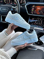 Жіночі шкіряні кросівки Nike Air Force 1 Grey Blue, кеди жіночі Найк сірі весна осінь. Жіноче взуття