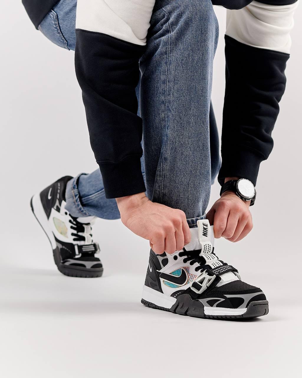Чоловічі шкіряні кросівки Nike Air Trainer 1 SP Black White, чоловічі кеди Найк чорні, чоловіче взуття, фото 1