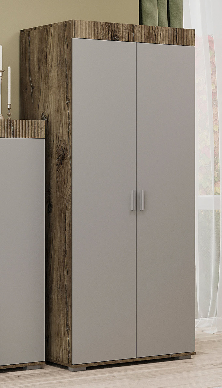 Сучасна маленька розпашна дводверна шафа 90 см для одягу в кімнату вітальню зал Марк Сокме