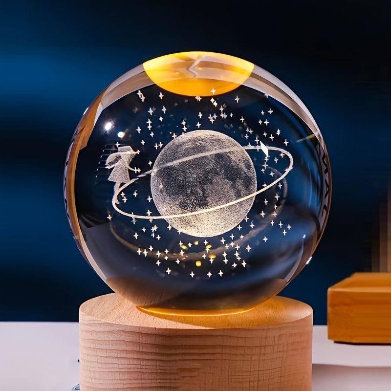 Декоративний 3D-нічник кришталева куля "Дівчинка на орбіті" з Led підсвічуванням на 60мм, прозорий