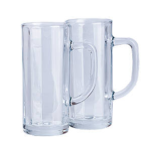 Набір пивних кухлів 2 шт по 500 мл Кружка скляна з ручкою для напоїв прозора