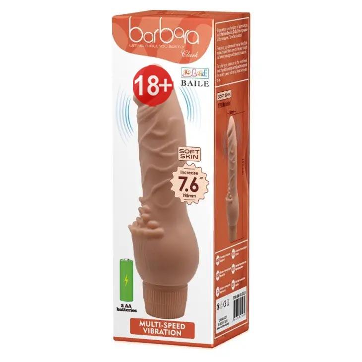 Тілесний вібратор реаліст BARBARA довжина 19.5 см, діаметр 3,8 см, фото 1