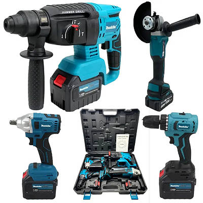 Набір 4в1 на 2 акумуляторах 48W Шурупокрут Гайковерт | Перфоратор | Болгарка 208915