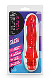 Червоний вібратор гелевий Blush Naturally Yours Can-Can Red 17 см на 3 см, фото 3