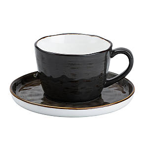 Керамічна чашка на 200 мл із блюдцем коричнева