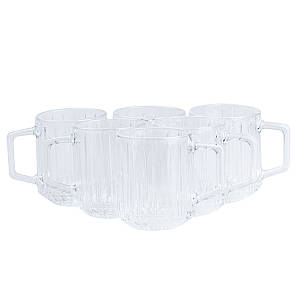 Набір скляних чашок 6 шт по 310 мл для чаю та кави Lirmartur прозорі