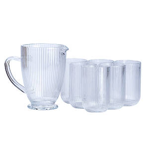 Набір склянок 6 штук із глечиком із товстого скла прозорий