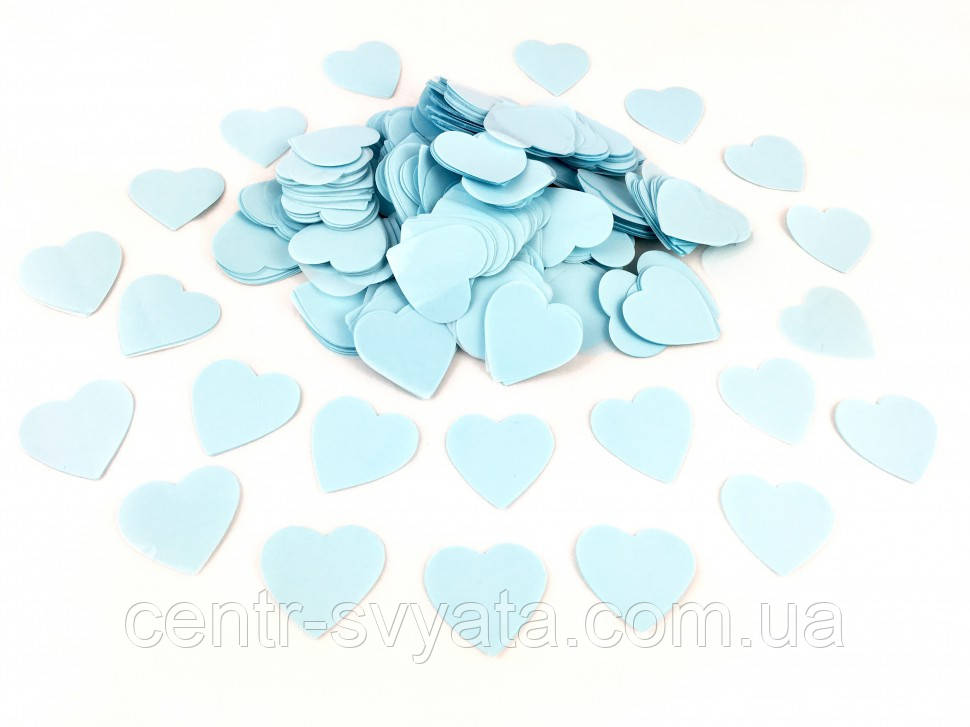 Конфеті "Сердечка" 2,5 см пастель блідо-блакитне, 50 г