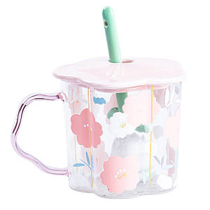 Дитяча чашка з кришкою і ложкою Рожева