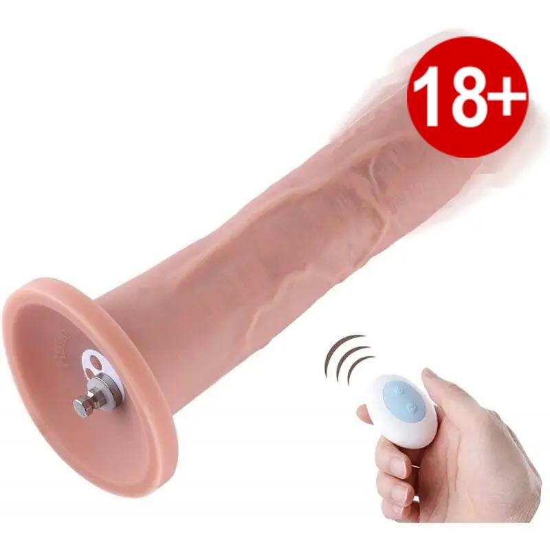 Фалоімітатор 10.2 з вібрацією для секс-машин Hismith Silicone Dildo with Vibe, KlicLok, фото 1