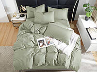 Постільна білизна ЄВРО 200*220, Страйп-сатин Оливковий, TM Krispol (622.54020)