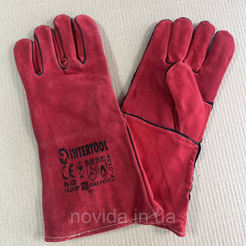 Рукавичка замшева червона, 10,5" INTERTOOL SP-0156