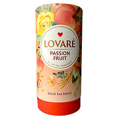 Чай Lovare Passion Fruit чорний листовий цейлонський з ананасом і персиком 80 грамів у подарунковому пакованні