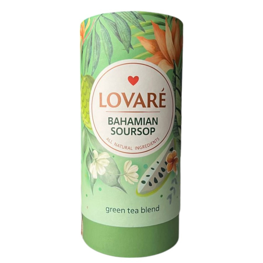 Чай Lovare Bahamian Soursop із саусепом зелений листовий 80 грамів у подарунковому пакованні
