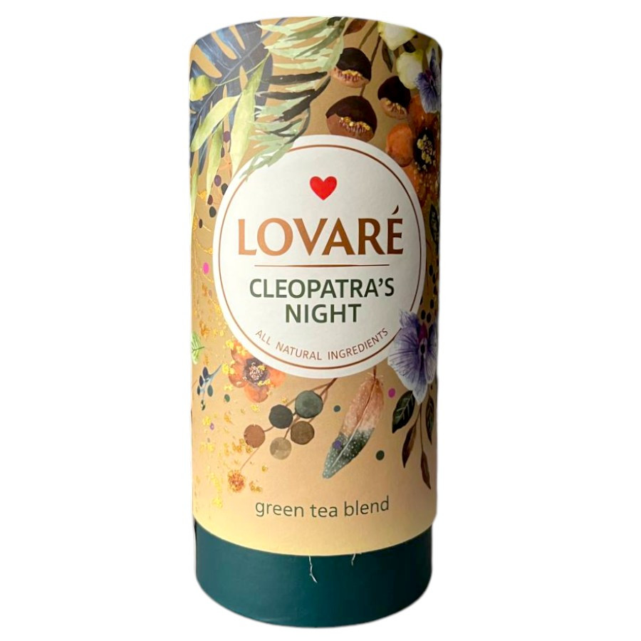 Lovare чай зелений листовий Cleopatra's Night з ананасом, яблуком, пелюстками 80 г у подарунковому пакованні