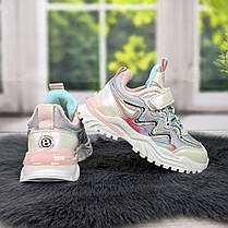 Кросівки дитячі для дівчинки демісезонні утеплені сірі з рожевим Paliament 5511, фото 2