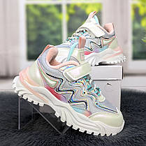 Кросівки дитячі для дівчинки демісезонні утеплені сірі з рожевим Paliament 5511, фото 3