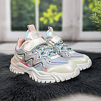 Кросівки дитячі для дівчинки демісезонні утеплені сірі з рожевим Paliament 5511, фото 4