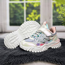 Кросівки дитячі для дівчинки демісезонні утеплені сірі з рожевим Paliament 5511, фото 5