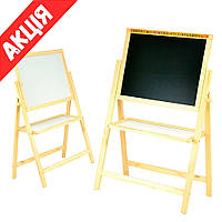 Дитячий дерев'яний мольберт для малювання Магнітна дошка для маркера та крейди двостороння Для дітей