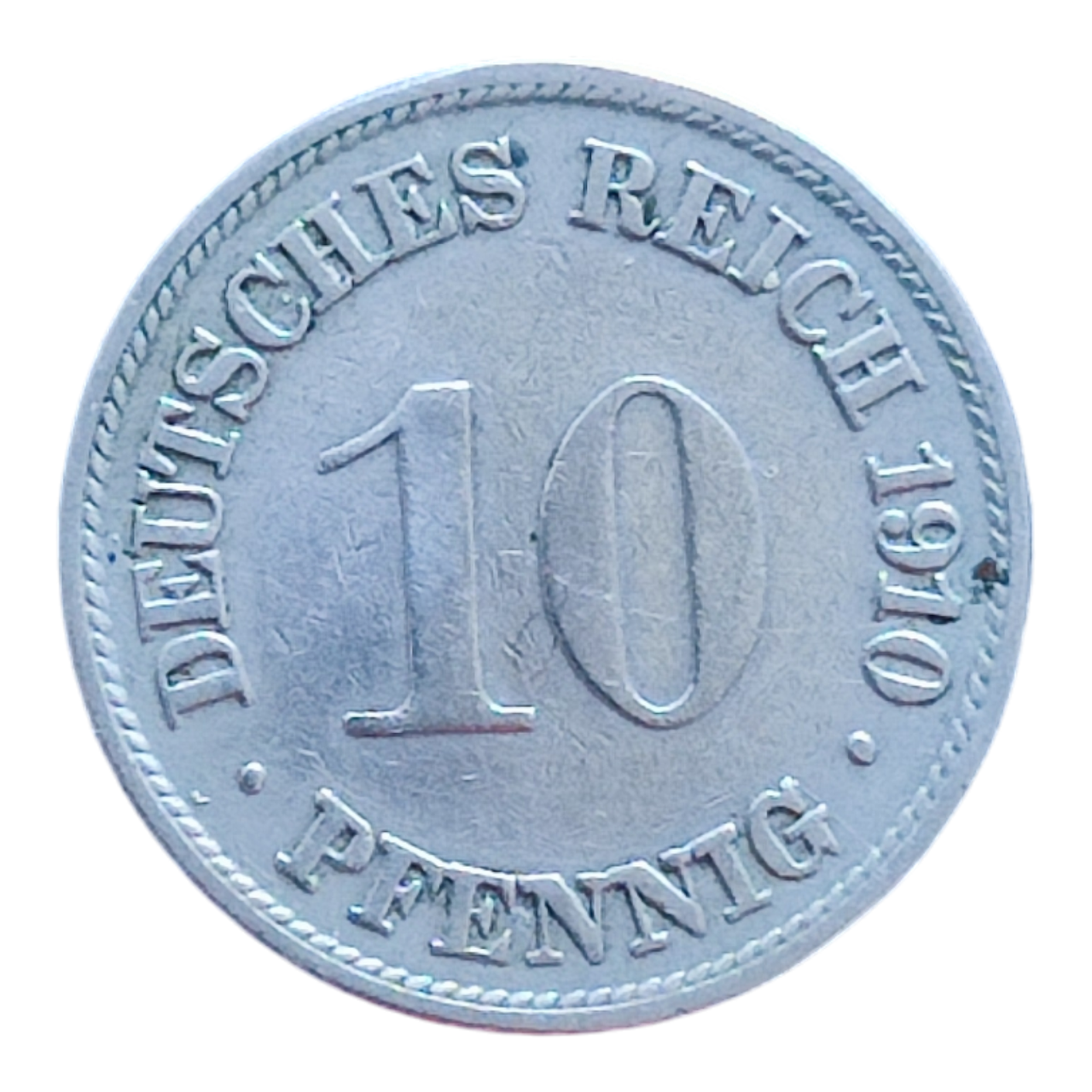 Німеччина 10 пфенігів, 1910 Мітка монетного двору "G" - Карлсруе