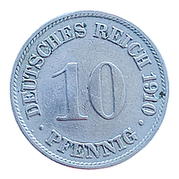 Німеччина 10 пфенігів, 1910 Мітка монетного двору "G" - Карлсруе