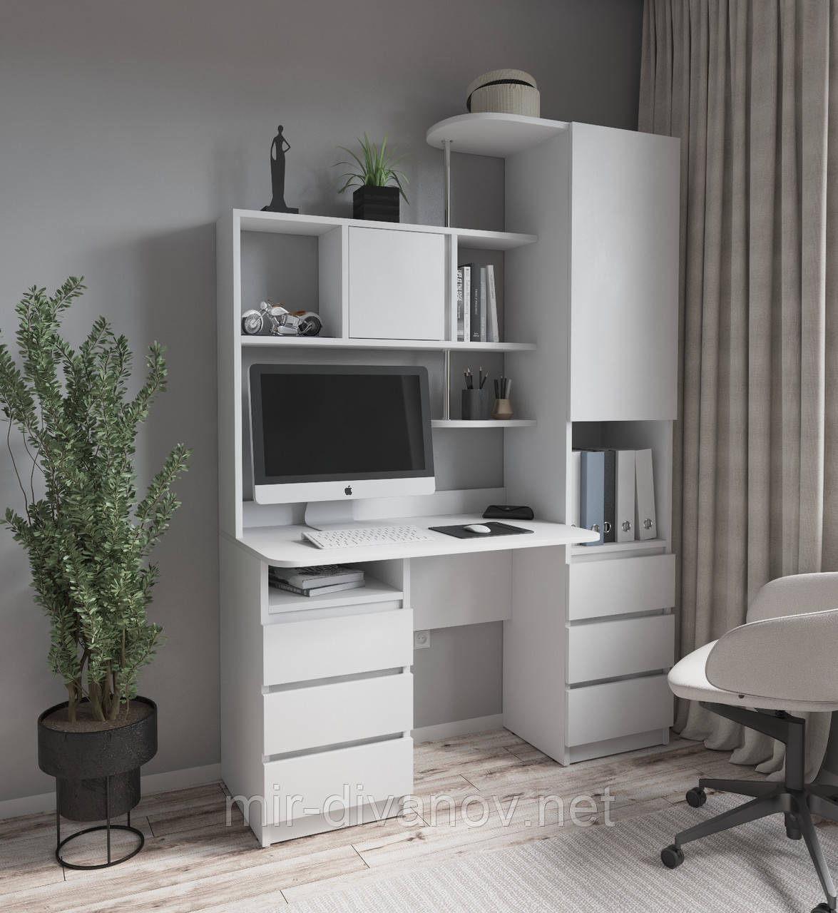 Стіл комп'ютерний Монако пенал правий білий, фото 1