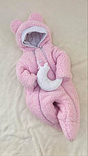 Дитячий теплий чоловічок комбінезон Тедді осінь весна зима 0-3 міс 56-62 розмір, фото 5