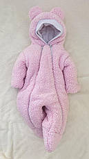 Дитячий теплий чоловічок комбінезон Тедді осінь весна зима 0-3 міс 56-62 розмір, фото 4