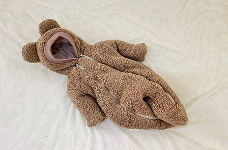 Дитячий теплий чоловічок комбінезон Тедді осінь весна зима 0-3 міс 56-62 розмір, фото 1