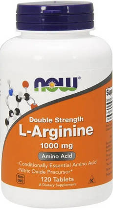 Амінокислота Аргінін NOW L-Arginine 1000 mg 120 таб, фото 1
