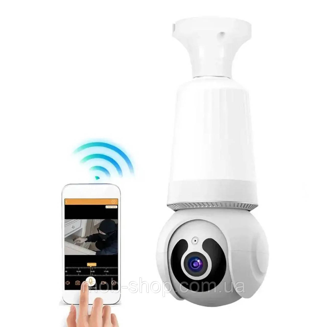 IP WiFi Поворотна камера-лампа Q26 в патрон E27. Охоронна камера з плафоном для освітлення