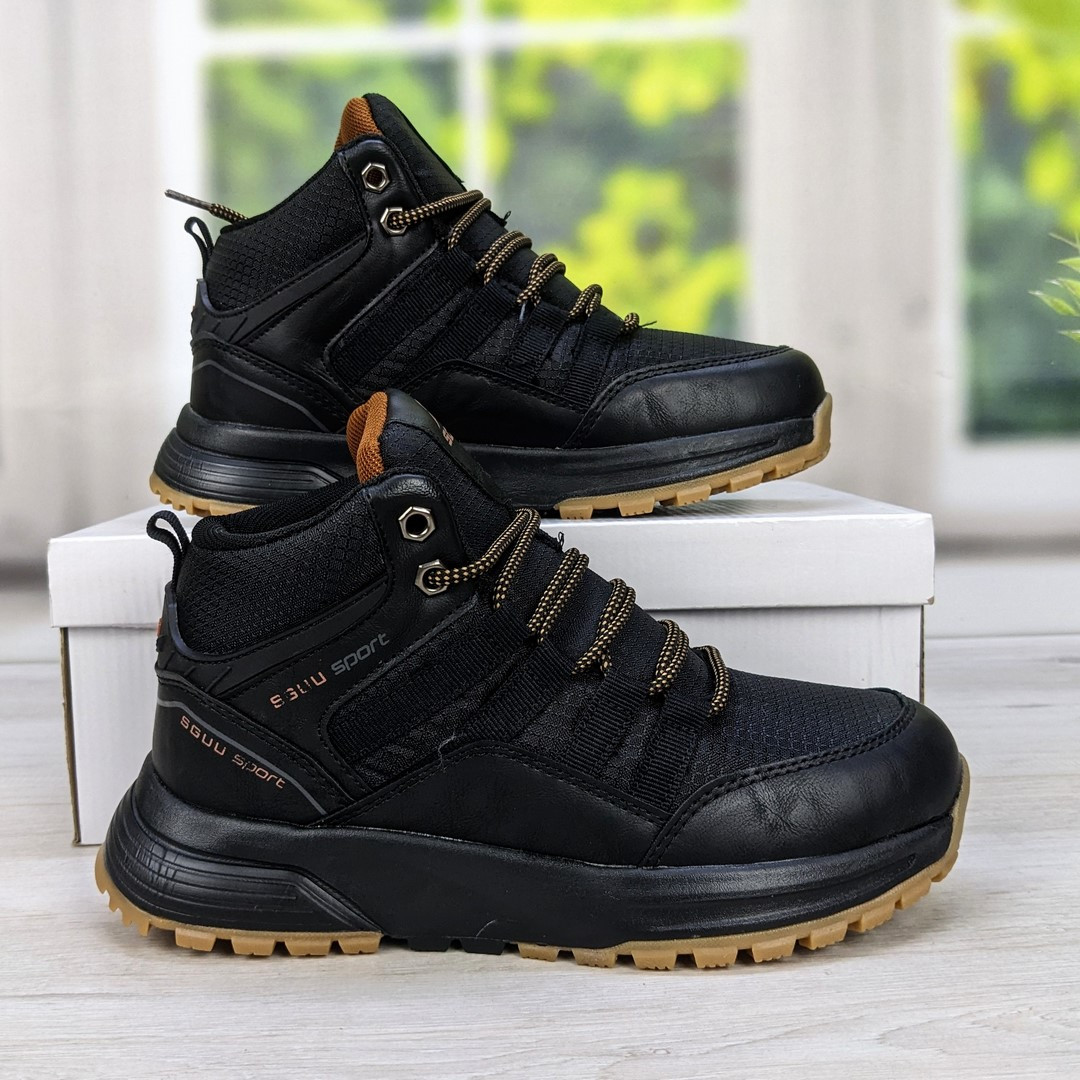 Черевики зимові для хлопчика Sayota підліткові чорні спортивного 5498, фото 1