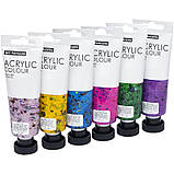 Художні акрилові фарби з блискітками Art Rangers Acrylic glitter 6 кольорів у тубах по 75ml, фото 8