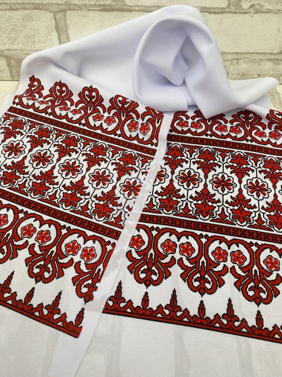 Рушник з орнаментом та гліттерним напиленням, принт 146х30 см, фото 1