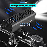 Велофара з сигналом Waterproof | Акумулятор 18650 2200мАг | Виносна кнопка, USB зарядка, вологозахист IPX4, фото 4