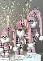 Новорічна Hand made фігурка різдвяного гнома з шарфиком 60 см, скандинавський гном пр-во Україна