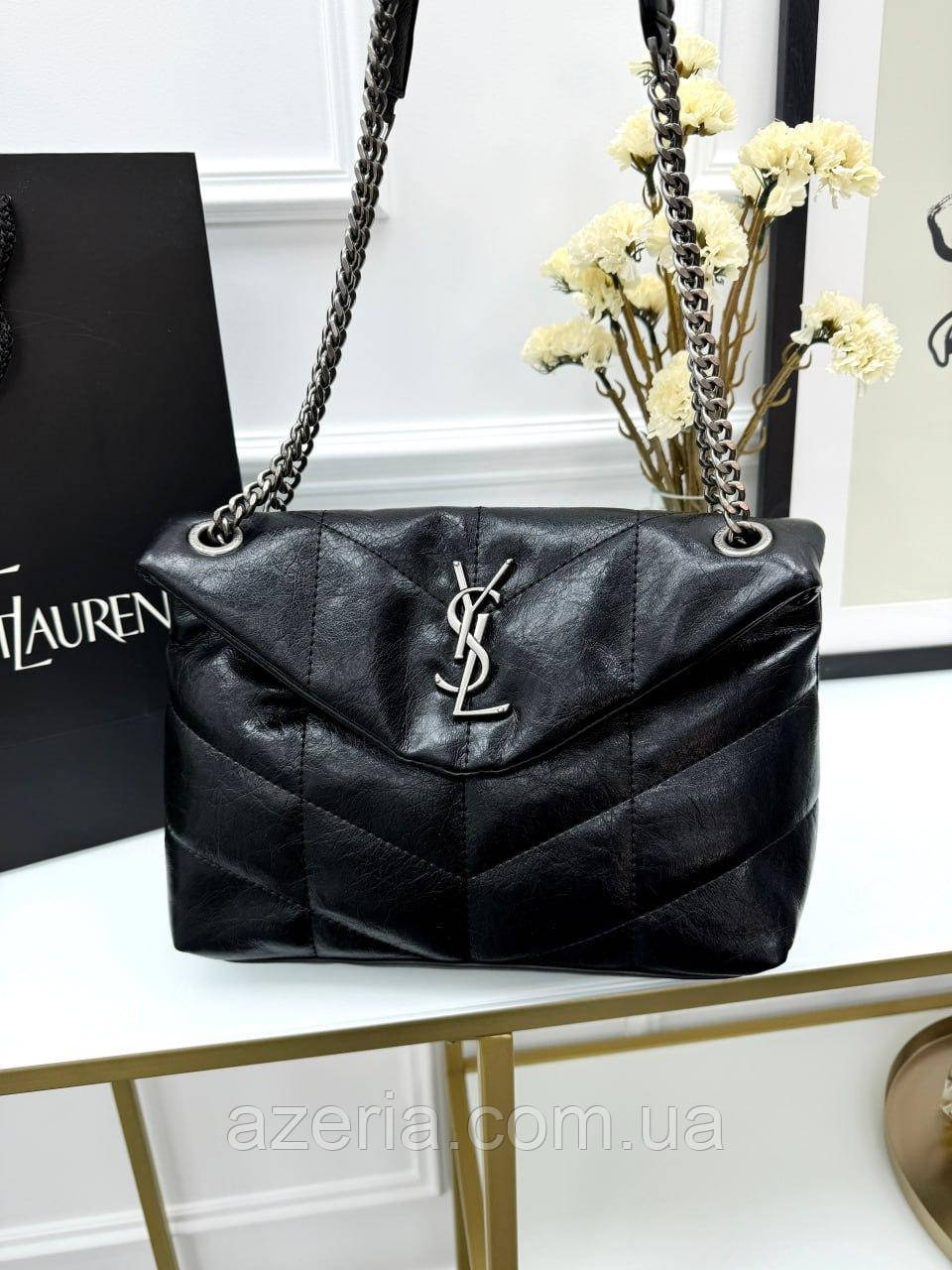 Стильна шкіряна жіноча сумка Yves Saint Laurent Loulou якісна жіноча сумка з ручками