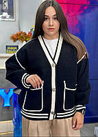 Кардиган кофта жіночий на гудзиках ( oversize )Тепла кофта жіноча чорна на ґудзиках