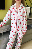 Піжама фланелева Дитяча в Сердечка Піжама для дівчинки Дитяча піжама