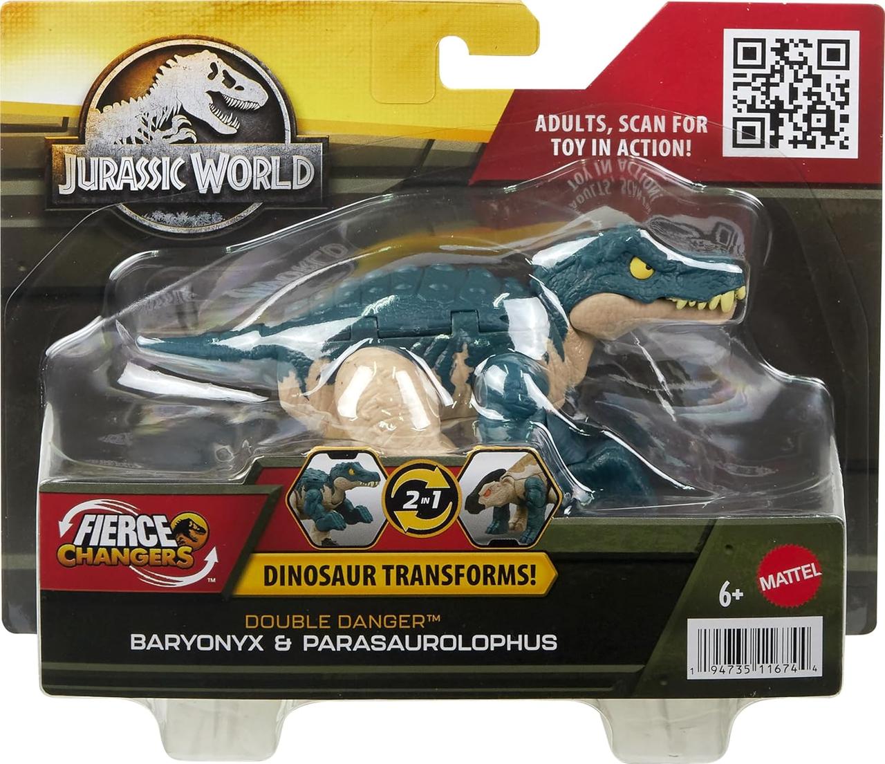 Динозавр Трансформер Баріонікс та Паразауролоф Jurassic World Baryonyx to Parasoralophous Mattel.