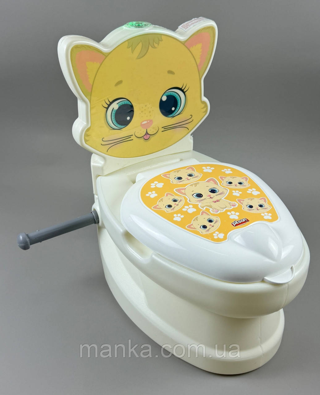 Горщик з музикою у формі унітазу 07-563 Pilsan "Кошеня" підсвічування звуки зливу води, фото 1