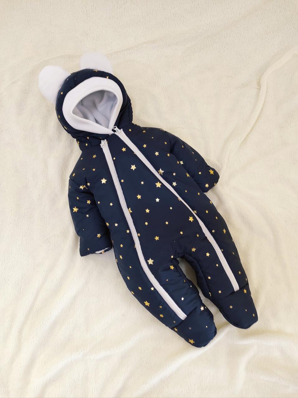 Дитячий теплий чоловічок комбінезон осінь весна зима 0-3 міс 56-62 розмір