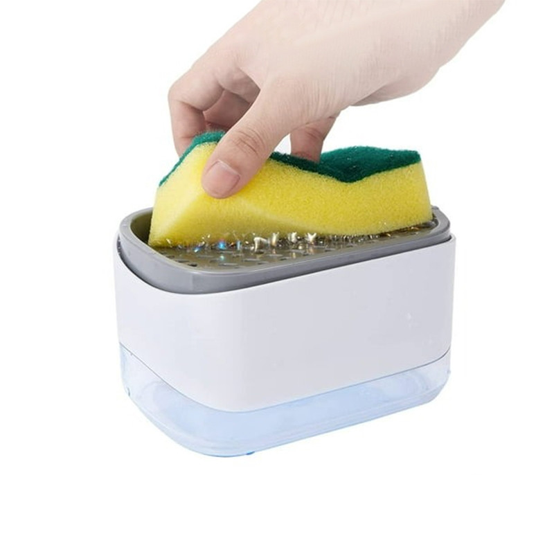 Дозатор для моющего средства на кухню для мочалки Soap Dispenser белый ...