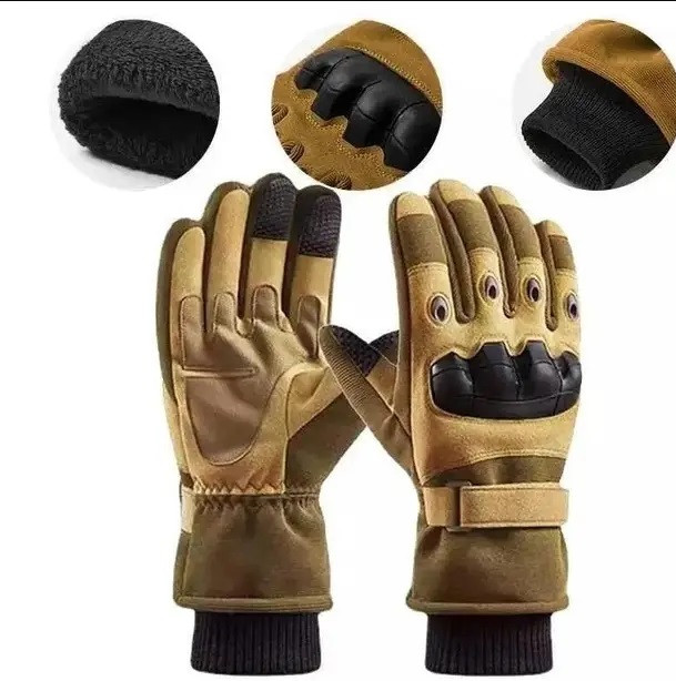 Зимові рукавиці повнопалі на флісі койот Solve 30101 універсальний розмір з кісточками.PeremogaUA, фото 1